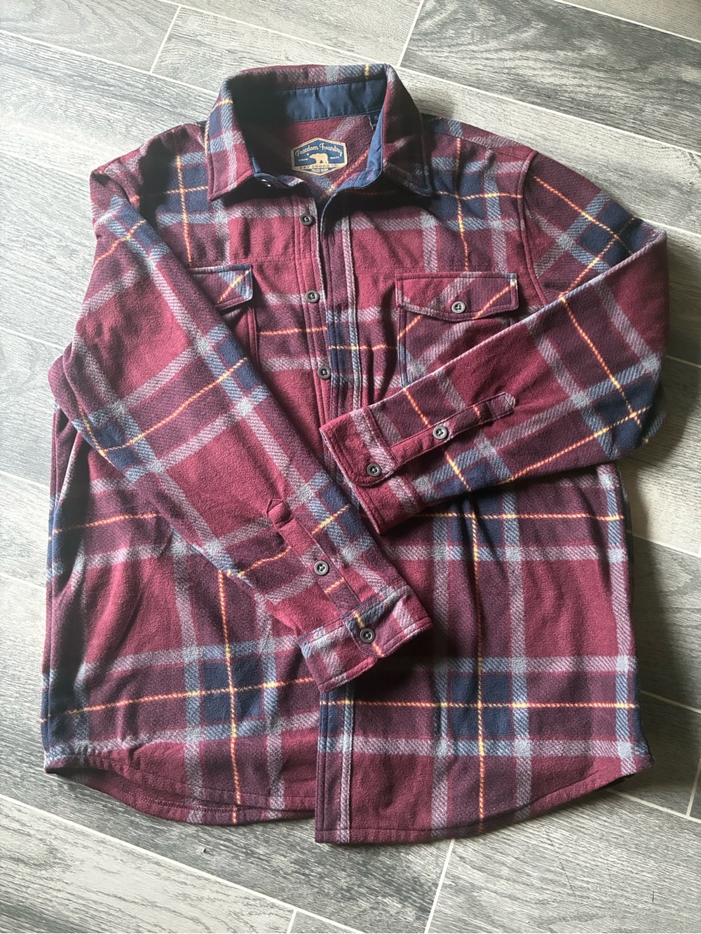 Men's Maroon Plaid Lightweight Shirt Jacket - Classic Button-Front